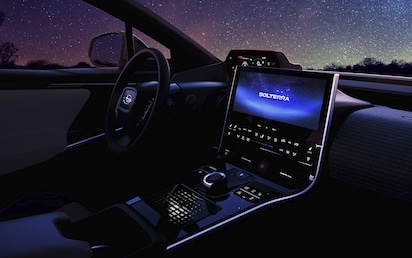 A close-up of the 12.3-inch touchscreen in the 2023 Solterra.